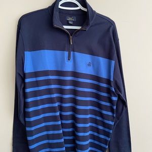 Brooks Brothers Navy Blue Half Zip Strip Sweater